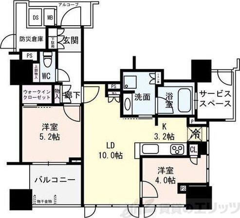 プラウドタワー梅田豊崎 501号室の物件間取画像